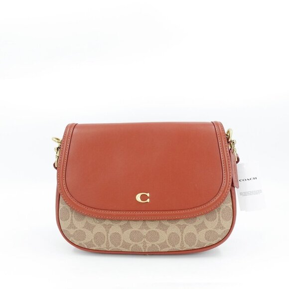 Coach Legacy Signature Shoulder Bag Red Brown OS - Picture 1 of 13